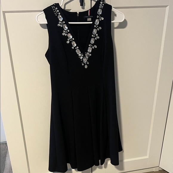 Tommy Hilfiger Black Mini Dress with Crystal Accents - Picture 1 of 4